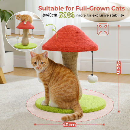 Arbre à chat en forme de champignon confortable avec jouet à ressort pour chats d'intérieur