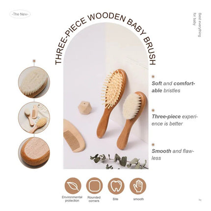 Beech Wood Baby Hair Brush and Massager