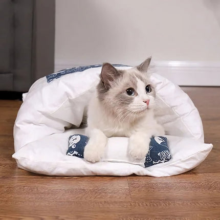 Cama cueva para gatos con estampado