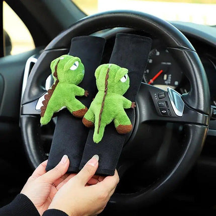 Green Dinosaur Plush Car Seat Belt Cover for Comfort & Style - Wnkrs