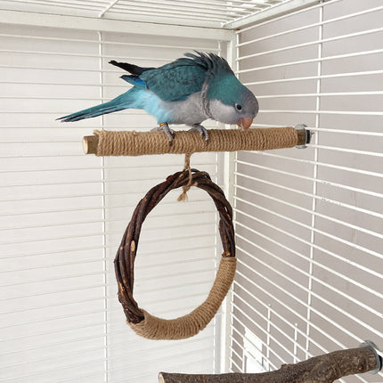 Columpio y soporte para pájaros de madera de manzano natural