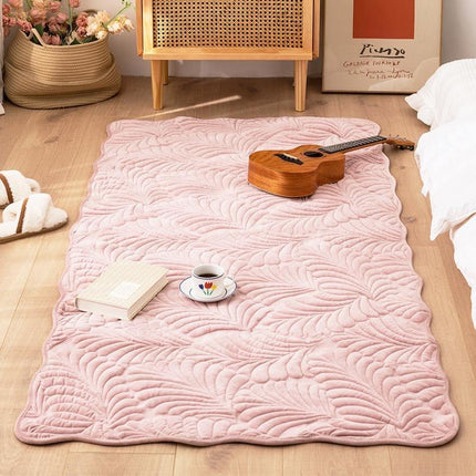 Banana Leaf Texture Plush Carpet – Soft Anti-Slip Flannel Rugs for Bedroom