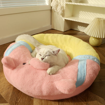 Lit pour chat en forme de cochon rose