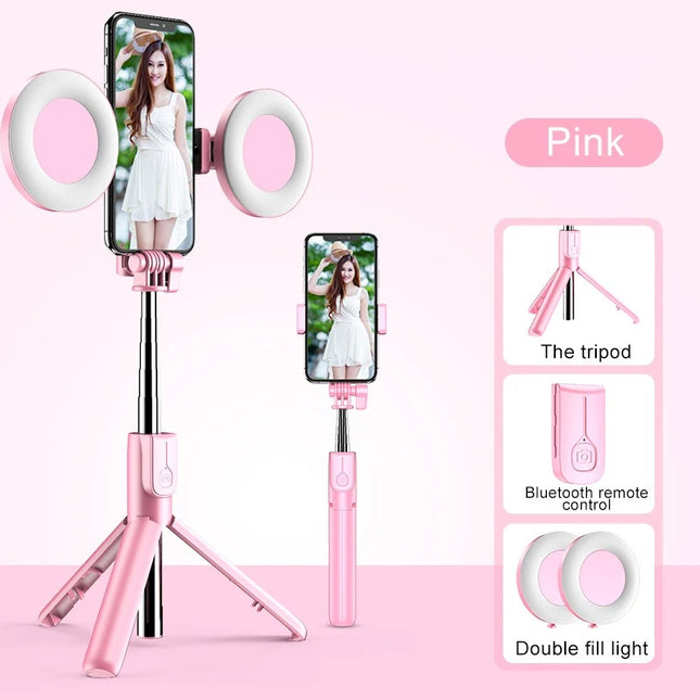 3-in-1 Wireless Bluetooth Selfie Stick with Fill Light & Mini Tripod