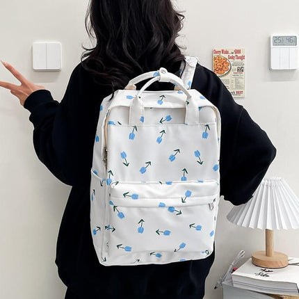 Tulip Print College-Style Backpack for Women - Wnkrs