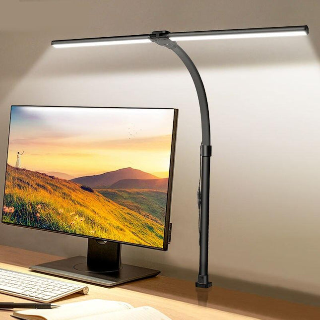 Lampe de bureau d'architecte à double tête LED 24 W avec 5 modes de couleur et lumière à intensité variable