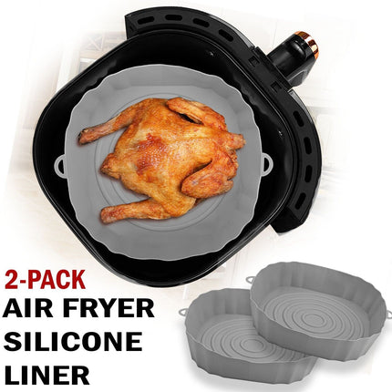 2 PCS Air Fryer Silicone Liners Reusable Air Fryer Silicone Pot Baking Tray Mat - Wnkrs