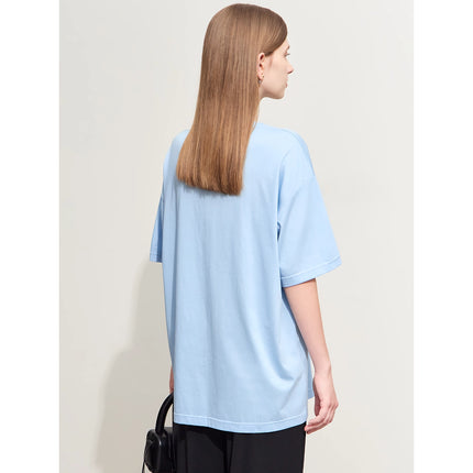 Pull-over à manches courtes imprimé lettre minimaliste pour femme