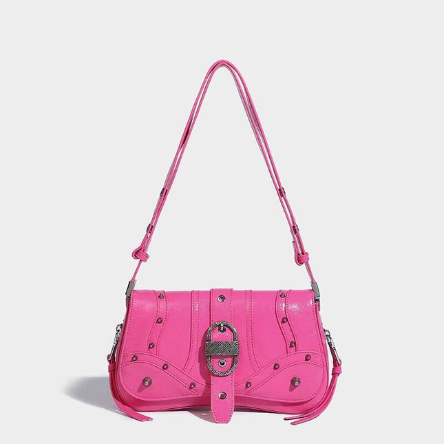 Sac à bandoulière enveloppe en cuir rose punk