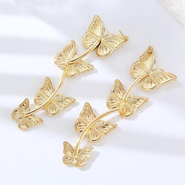 Bohemian Vintage Butterfly Drop Earrings - Trendy Long Metal Statement Jewelry for Women