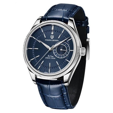 Montre à quartz de luxe pour homme avec bracelet en cuir et aiguilles lumineuses