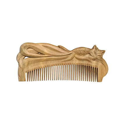 Peigne à cheveux sculpté à la main en bois de santal vert naturel