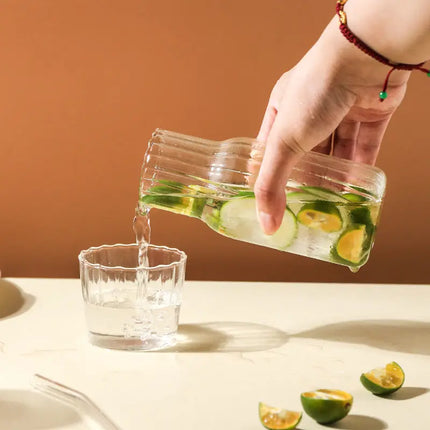 Glass Water Bottle and Teacup Set