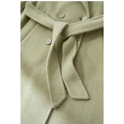 Manteau en laine croisé minimaliste pour femme