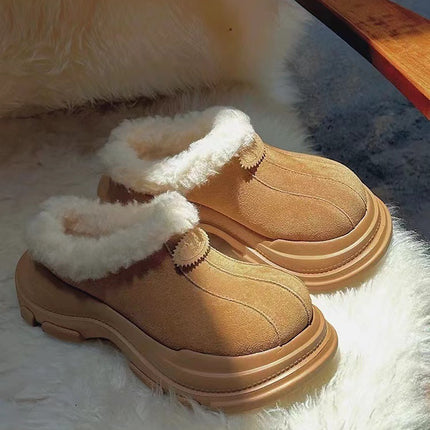 Botas de nieve con plataforma integrada de piel para mujer