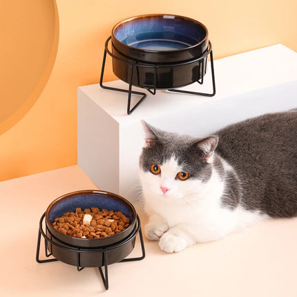 Gamelles doubles pour chat avec support en fer - Gamelles Starry Pet pour chats et petits chiens