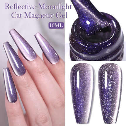 Esmalte de uñas en gel magnético con efecto gato y luz de luna reflectante de 10 ml