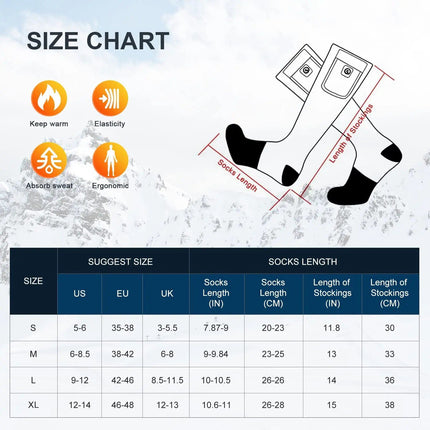 Rechargeable Thermal Ski Socks with 3-Zone Heating - Wnkrs