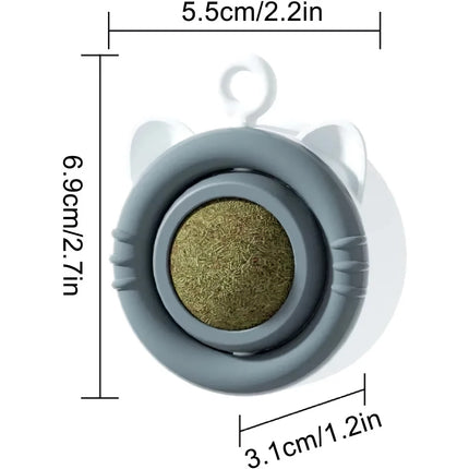 Balle rotative à l'herbe à chat – Jouet à friandises pour chat à coller au mur pour jouer seul et grincer des dents