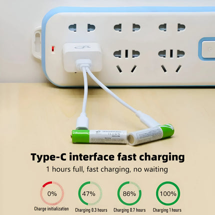 Piles au lithium rechargeables USB AA 1,5 V 2600 mAh (4 pièces) pour télécommandes, jouets + câble