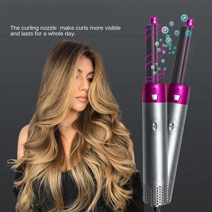 5-in-1 Hot Air Hair Styling Comb: Dry, Curl, and Straighten - Wnkrs