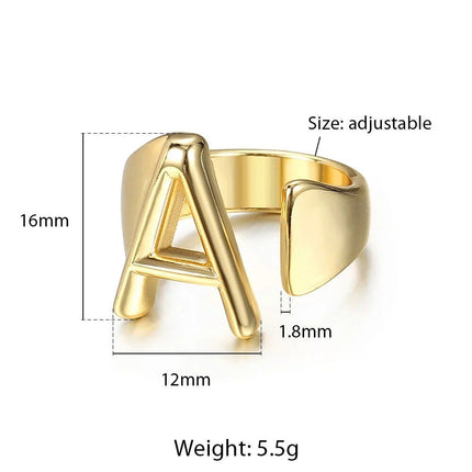 Gold Initials Opening Ring - Wnkrs