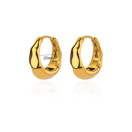 Stereo Round Gold Color Stainless Steel Earrings