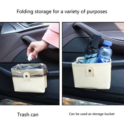 Luxury Leather Car Trash Bag with Organizer - Wnkrs