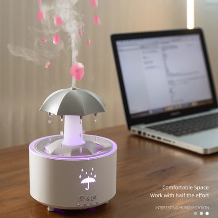 Humidificador de aromaterapia con forma de gota de lluvia giratoria creativa - Nube de niebla colorida