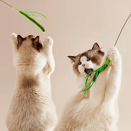 Palo interactivo con plumas para gatos y perros