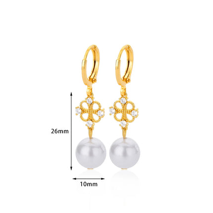 Butterfly Imitation Pearl Dangle Earrings - Trendy Stainless Steel Jewelry