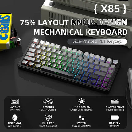 Teclado mecánico Bluetooth con pantalla TFT y efectos RGB