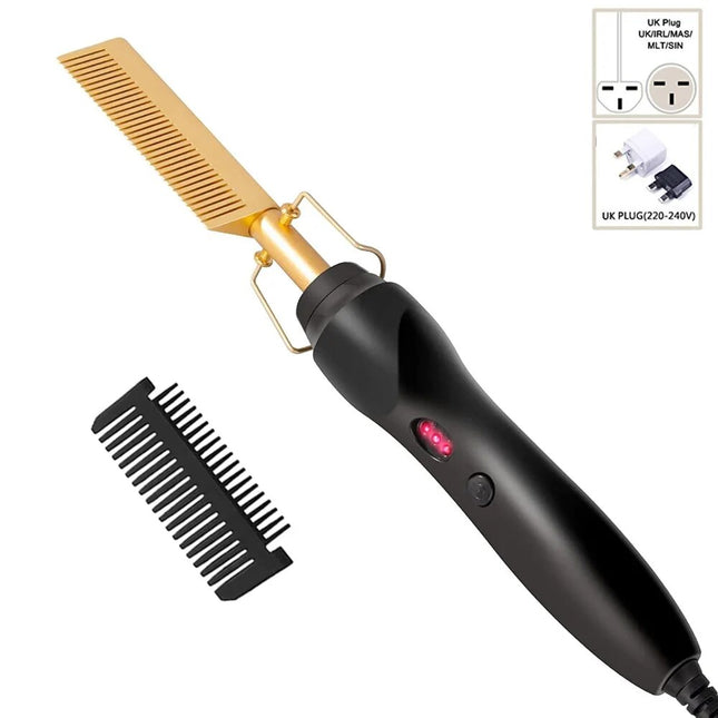 Peigne chauffant électrique portable 2 en 1 et lisseur à barbe - Chauffage rapide, température réglable