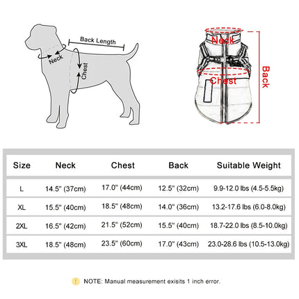 Chaqueta impermeable de invierno para perros con arnés reflectante