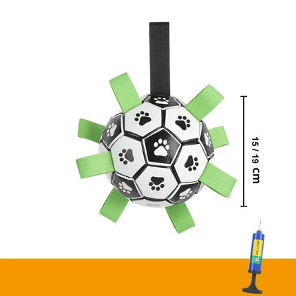 Juguete interactivo de fútbol para perros con lengüetas de agarre