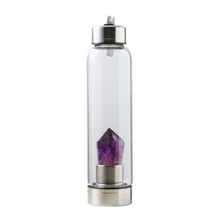 Natural Crystal Column Energy Glass Water Bottle - Wnkrs