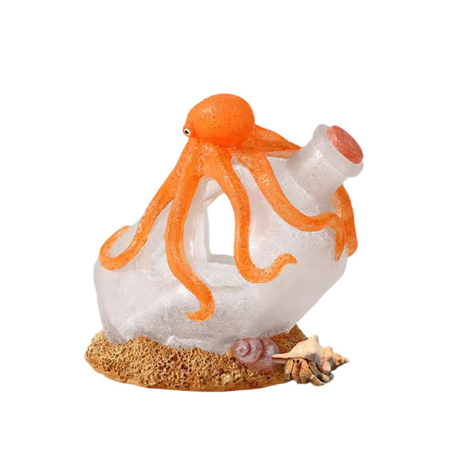 Adorno de botella flotante con forma de pulpo para acuario