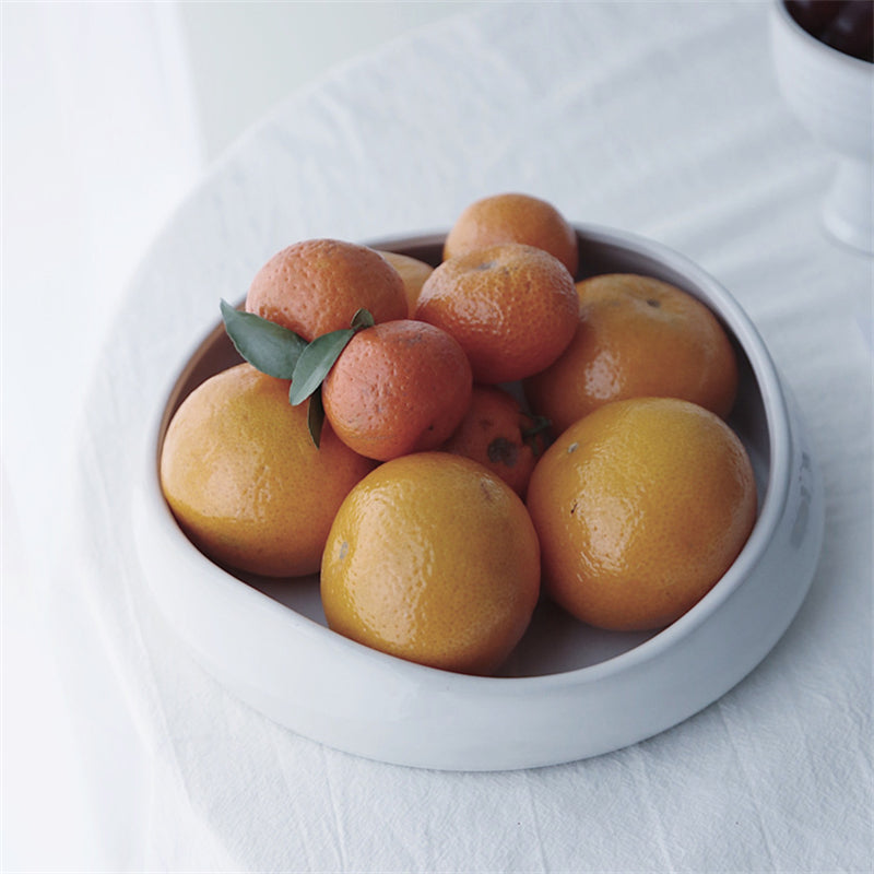 White Sculptural Ceramic Fruit Bowl