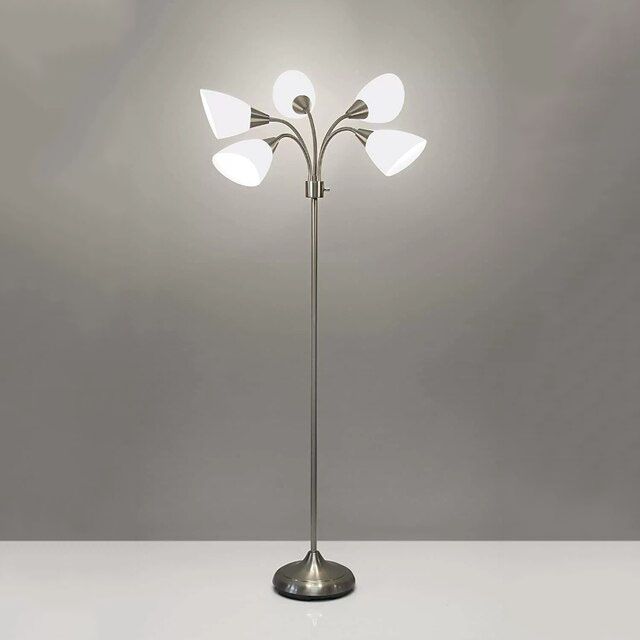 Flexible Five-Light Floor Lamp with Frosted Acrylic Shades - Wnkrs