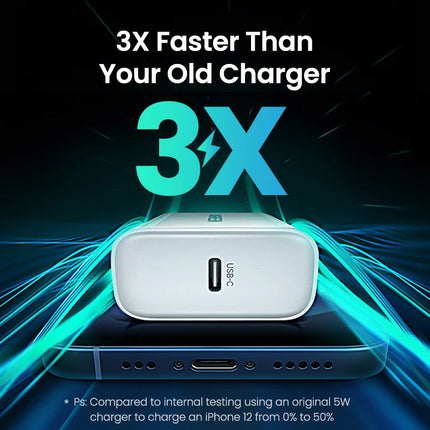 Cargador rápido USB-C de 20 W con carga rápida 4.0 y 3.0