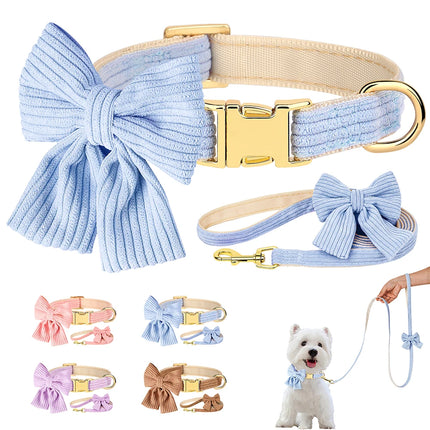 Ensemble collier et laisse pour chien tendance avec nœud papillon