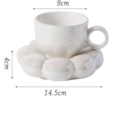 Flower Ceramic Cup And Saucer Breakfast Coffee Creative Color Underglaze Color - Wnkrs