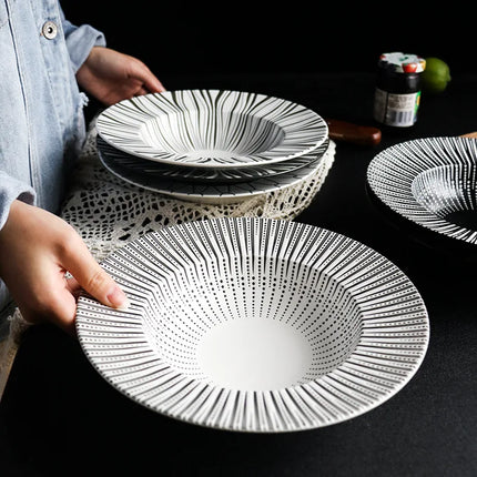 Assiettes creuses élégantes en céramique pour pâtes, soupes et salades