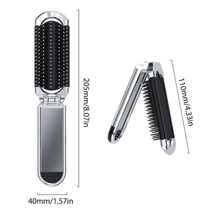 Brosse à cheveux pliable et portable avec miroir