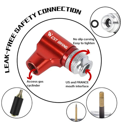 Mini pompe à vélo portable avec gonfleur de CO2 pour valves Presta et Schrader