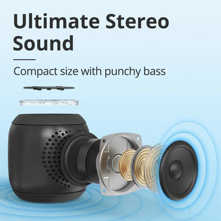 Compact Portable T7 Mini Speaker: TWS, Bluetooth 5.3, Balanced Bass, IPX7 Waterproof; Perfect for Outdoor Use - Wnkrs