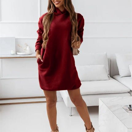 Women's Hooded Hipster Long-sleeved Solid Color Skirt