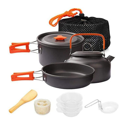 Portable Aluminum Camping Cookware Set - Nonstick Outdoor Cooking Gear for Hiking, Picnics & BBQ - Wnkrs