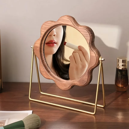 Miroir de maquillage de bureau rotatif élégant – Design néoclassique