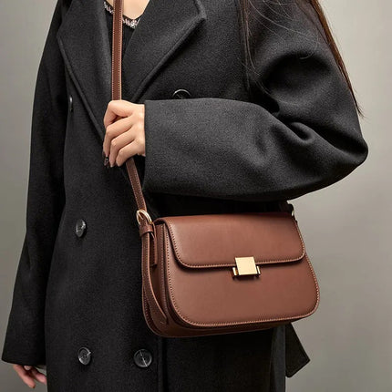 Petit sac à bandoulière carré de luxe en cuir véritable